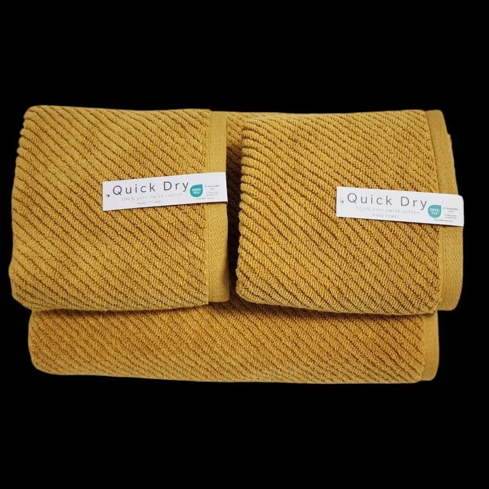 Quick Dry SPA 3pc Autumnal Mustard Zero Twist‎ Cotton Bath Towel Set 1Bath 2Hand